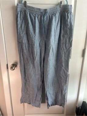 Athleta Light Blue Drawstring Linen Pants